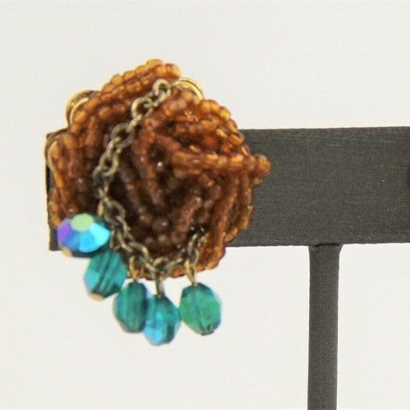 EARRINGS Jewelry - KITSCHY VINTAGE BEAD CRYSTAL DANGLE EARRINGS